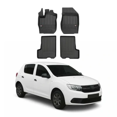 Abbildung von Fußmatten Gummimatten kompatibel mit Dacia Sandero II 2012 2020 OMAC Premium 3D Schwarz TPE Gummi