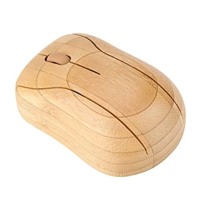 Abbildung von Tosuny Wireless Bamboo Mouse, 2,4 GHz optische Funkmaus mit USB Empfänger, geeignet für Notebook, PC, Laptop, Computer, Natürlicher Bambus (15 m)