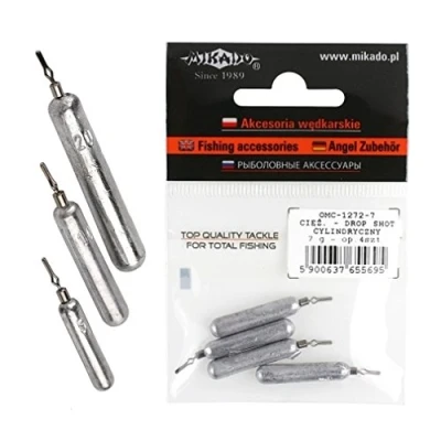 Abbildung von 2 x Mikado Zylinder Drop Shot Sinker Bleie mit Klemm Wirbel von 20g 30g erhältlich (20g)
