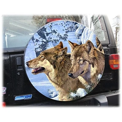 Abbildung von AB3 00240 Wolf 3 Reserveradabdeckung 68x21 cm Reserveradhülle Ersatzradabdeckung Reifencover Radhülle Tasche Überzieher Schutz aus Planenmaterial und Kunstleder Durchmesser 68cm, Breite 21c