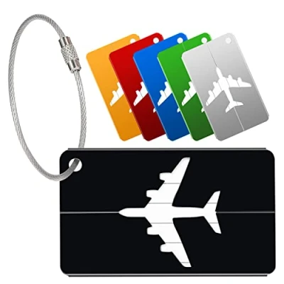 Abbildung von Yizhet 6 Stück Kofferanhänger Koffer Aluminium Gepäckanhänger mit Adressschild Edelstahlkabel Wasserdichte PVC Gepäck Handtasche Tag Tasche Etiketten Name Adresse Schilder