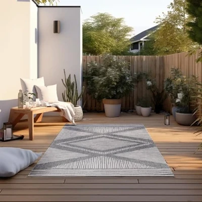 Abbildung von ELLE DECORATION Teppich &quot;Rhombus, In und Outdoor&quot;, rechteckig, Flachgewebe, &amp; Outdoor, Modern, Wendeteppich, Balkon, Wohnzimmer