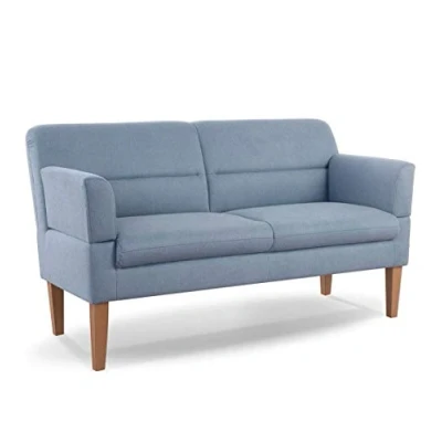 Abbildung von CAVADORE 2,5 Sitzer Küchensofa Kira / Sitzbank für Küche, Esszimmer oder Wohnküche inkl. Armteilverstellung Leichte Fleckenentfernung dank Soft Clean 168 x 94 81 Flachgewebe: Hellblau