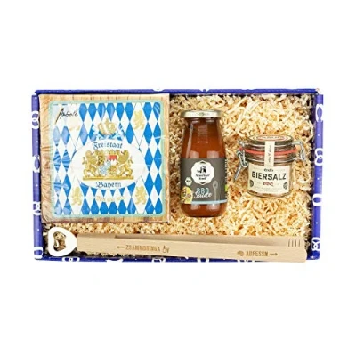 Abbildung von Bavariashop Geschenkbox &quot;Boarisch Grillen&quot;, Hochwertige Geschenkidee für eingefleischte Grillfans, Stabiler Karton im bayerischen Design
