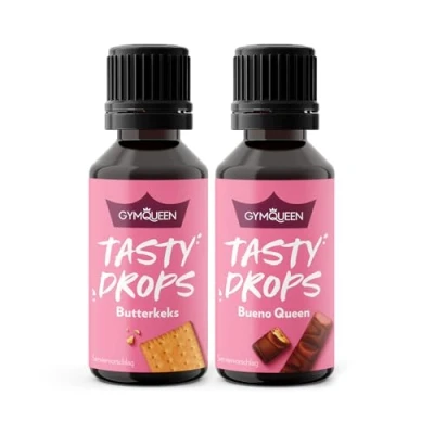 Abbildung von GymQueen Tasty Drops, Butterkeks &amp; Bueno Queen, 2x30ml, Flavour Drops ohne Kalorien