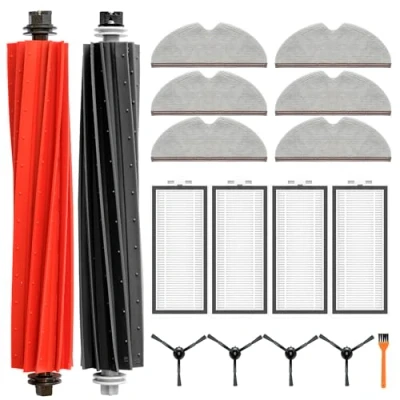 Abbildung von NexHarb Zubehör für Roborock Q5 Pro/Q5 Pro+/Q8 Max/Q8 Max+ Ersatzteile mit 6 Wischtücher, 4 Hepa Filter, Seitenbürsten Schwarze, 2 Hauptbürste,1 Werkzeuge