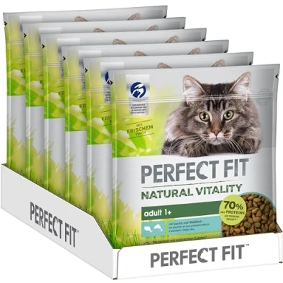 Abbildung von PERFECT FIT Natural Vitality Katzenfutter Trockenfutter Adult 1+ Lachs und Weißfisch, 6 x 650g