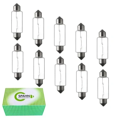 Abbildung von Spahn 10 Stück Soffitte 12V 18W S8,5 15x41mm Glühbirne Lampe Birne 12Volt 18Watt in Silber Kompatibel für Innenraumbeleuchtung, Handschuhfach, Kofferraum, Kennzeichenbeleuchtung