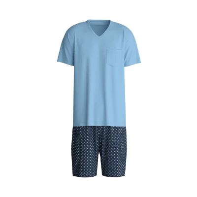 Abbildung von CALIDA Relax Streamline Kurz Pyjama, V Neck Herren, aus 100% Baumwolle, Hose mit stoffbezogenem Gummibund