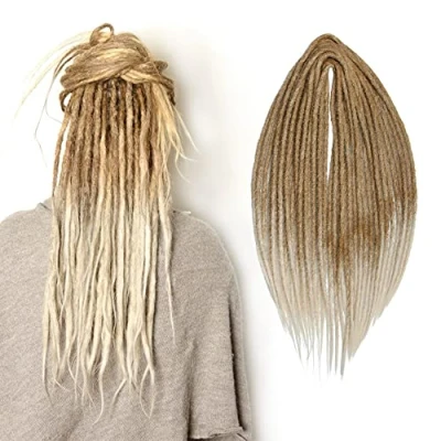 Abbildung von 10 Stränge/Pack Synthetische Dreadlocks Verlängerungen Dünne 0,6cm Gehäkelte Geflochtene Haare Weiche Dreads Einseitige Reggae Hip Hop Hippie Stil (20INCH Double Ended, MT27 613#)