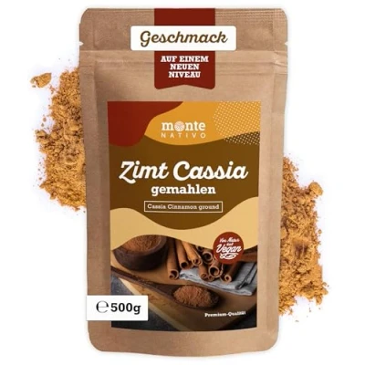 Abbildung von Cassia Zimt gemahlen Monte Nativo (500g) Cinnamon Powder Schonend getrocknete und aromatische Gewürze ideal zum Kochen Würzen Intesives Aroma Geschmack
