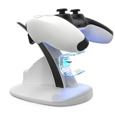 Abbildung von PS5 Controller Ladestation, Ladegeräts Dual USB Schnellladung Ladestation mit Ladekabel Zubehör für Playstation 5