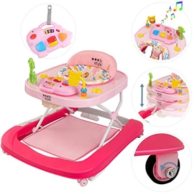 Abbildung von ib style® Little DINO Gehfrei Babywalker Lauflernhilfe Licht &amp; Melodie EN 1273:2020 Rosa