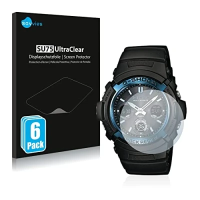 Abbildung von Savvies 6 Stück Schutzfolie für Casio AWG M100 Displayschutz Folie Ultra Transparent