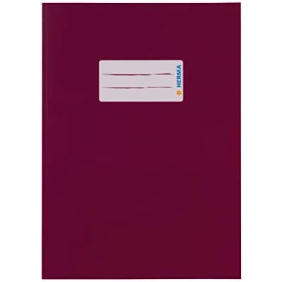 Abbildung von HERMA 19854 Heftumschläge A5 Karton Weinrot, 10 Stück, Hefthüllen mit Beschriftungsfeld aus stabilem &amp; extra starkem Papier, Heftschoner Set für Schulhefte, farbig