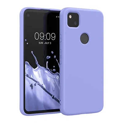 Abbildung von kwmobile Hülle kompatibel mit Google Pixel 4a gummierte TPU Silikon Handyhülle Schutzhülle für kabelloses Laden Case in Pastell Lavendel