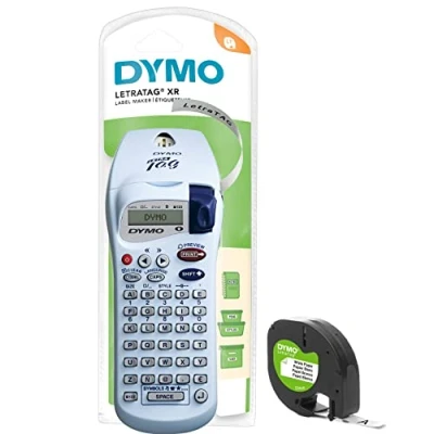 Abbildung von DYMO LetraTag XR Beschriftungsgerät Handgerät Tragbares Etikettiergerät mit ABC Tastatur Ideal für zu Hause Silber