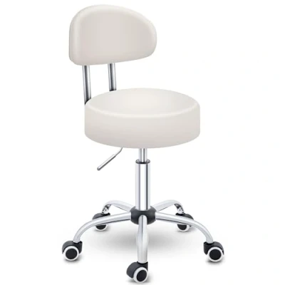 Abbildung von TRESKO Drehhocker Rollhocker mit Lehne, Arbeitshocker höhenverstellbar 47 60 cm, Bürostuhl Rollen Hocker Drehstuhl Kosmetikhocker