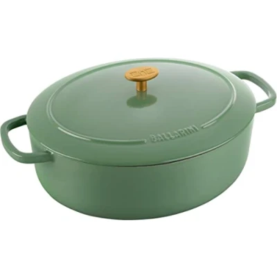 Abbildung von BALLARINI Bellamonte Cocotte Auflaufform aus emailliertem Gusseisen, oval, 31 cm, 5,5 l, Grün