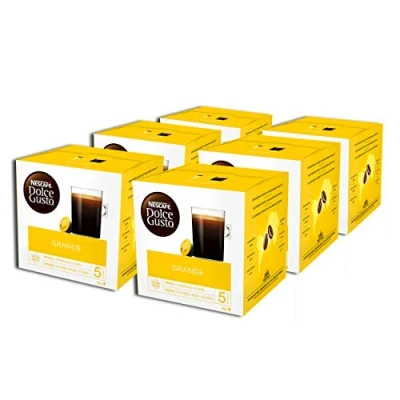 Abbildung von NESCAFÉ Dolce Gusto Grande Kaffee, 96 Kaffeekapseln, 100% Arabica Bohnen, Feine Crema und kräftiges Aroma, Schnelle Zubereitung, Aromaversiegelte Kapseln, 6er Pack (6x16 Kapseln)