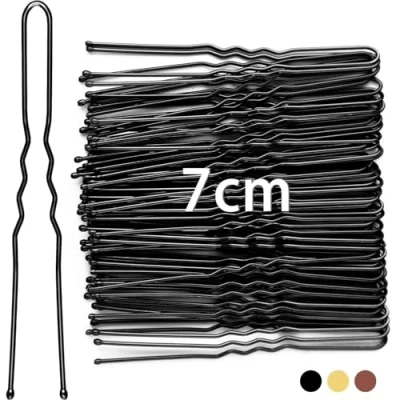 Abbildung von Mbsomnus 50 Stück Haarnadeln, 7cm U förmige Haarnadel Bobby Pins Metall, Haarspangen Haarklammer für Damen Mädchen Frauen Haarzusätze Friseursalon (Schwarz)(Gold) (Braun)