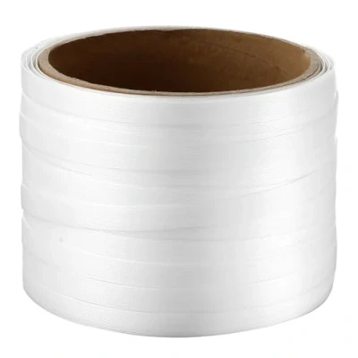 Abbildung von VEVOR Umreifungsband gewebt, 100 m Länge x 19 mm Breite 0,9 Dicke, 800 kg Bruchfestigkeit, Umreifung Textilband für Paletten, tragbares, starkes Kraftband, weiß