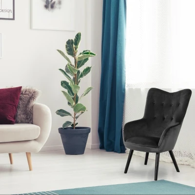 Abbildung von Menzzo Klarys Skandinavisch, Velours, schwarz, L67 x T75 H100 Sitzfläche H41 P50 cm