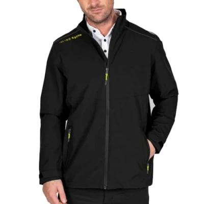 Abbildung von Island GREEN Herren wasserdichte Innen Sturmmanschette Golf Jacke, Schwarz, M