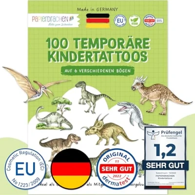 Abbildung von Papierdrachen Kindertattoo 100 hautfreundliche Kindertattoos, 100% vegan, geprüft &amp; made in Germany