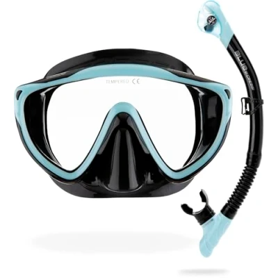 Abbildung von CRESSI Unisex Adult Black/Ice Cyan Kombiset Tino Maske und Schnorchel Scilla, Schwarz/Eisblau, Einheitsgröße