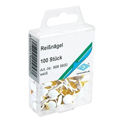 Abbildung von Wedo 9085600 Reißnägel (Kopfdurchmesser 10 mm, undurchdrückbar überkapselt) 100 Stück, weiß