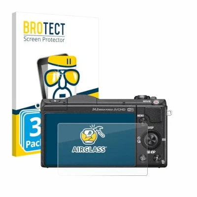 Abbildung von BROTECT Schutzglas für Sony Alpha 5100 (DSLR A5100) (3 Stück) Schutzfolie Panzer Folie Glas [Extrem Kratzfest 9H, Anti Fingerprint,