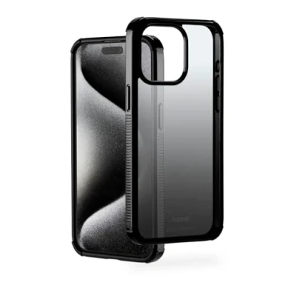Abbildung von Hama Handyhülle Extreme Protect für Apple iPhone 15 Pro Max (Bumper D3O lizenziert, stoßfest, sturzsicher und bruchsicher, Case induktives Laden, Farbverlauf) schwarz