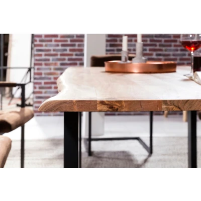 Abbildung von SIT Möbel TABLES &amp; CO Tisch 180x100 cm, Akazie natur, 56 mm Baumkante wie gewachsen, mit schwarzem K