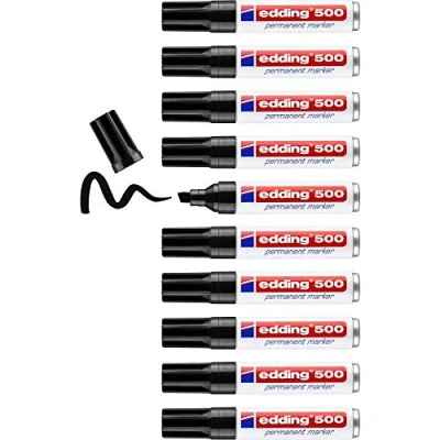 Abbildung von Edding Marker 500 permanent schwarz Keilspitze 2 7 mm Filzstift,