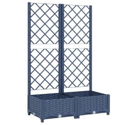 Abbildung von vidaXL Pflanzkübel mit Rankgitter Blumenkübel Pflanzkasten Blumentopf Blumenkasten Rankhilfe Spalier Gartenspalier Dunkelgrau 80x40x121,5cm PP