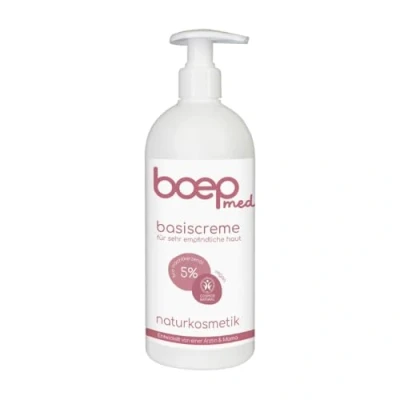 Abbildung von boep med Basiscreme PETA Beauty Award für die beste vegane Gesichtscreme Basispflege Problemhaut wie Neurodermitis oder Rosacea Sehr trockene &amp; juckende Haut Pflanzliches Glycerin (500ml)
