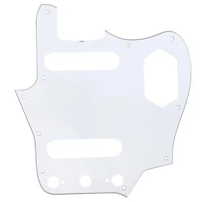 Abbildung von Musiclily Pro 10 Löcher 65 60s Vintage Style Pickguard Gitarren Schlagbrett für Fender American Jaguar,3 lagig Weiß