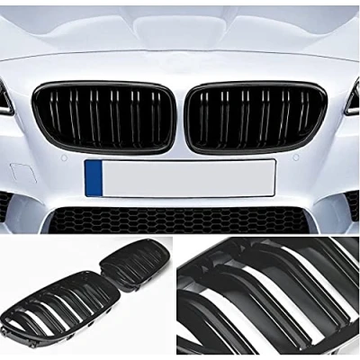 Abbildung von Kühler Sport Front Doppel Rippen Grill Schwarz Glanz Eintragungsfrei Links Rechts Set