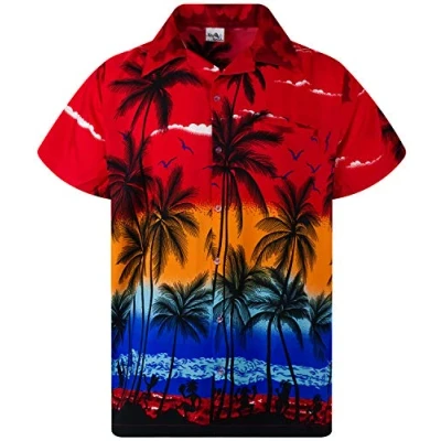 Abbildung von King Kameha Funky Hawaii Hemd, Herren, Kurzarm, Beach, Rot, XXL