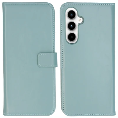 Abbildung von Samsung Galaxy A55 Hülle Echtleder Selencia Klapphülle Handyhülle Hellblau