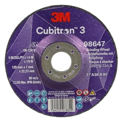 Abbildung von 3M Cubitron 3 Schruppscheibe, 98647, 36+, T27, 125 mm x 7 22,23 mm, EN, 10/Pack