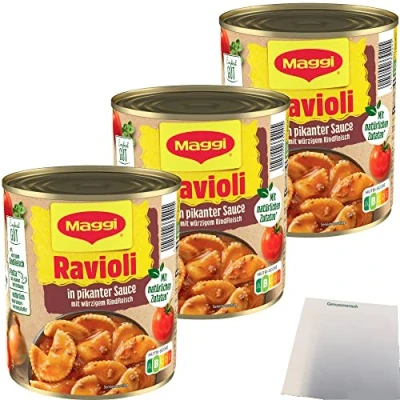 Abbildung von Maggi Ravioli in Pikanter Sauce mit würzigem Rindfleisch 3er Pack (3x800g) + usy Block