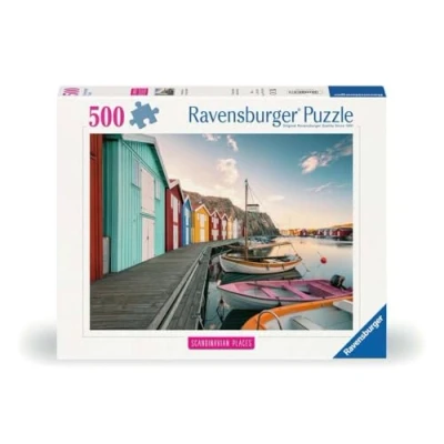 Abbildung von Ravensburger Puzzle Bootshäuser in Smögen, Schweden, 500 Puzzleteile, Made Germany
