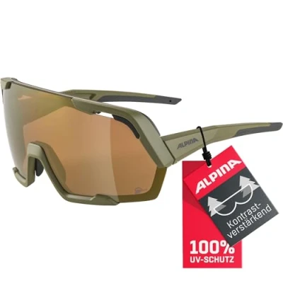 Abbildung von ALPINA ROCKET BOLD Q LITE Verspiegelte, Kontrastverstärkende &amp; Beschlagfreie Sport Fahrradbrille Mit 100% UV Schutz Für Erwachsene, olive matt, One Size