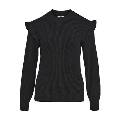 Abbildung von Object Objmalena L/S Ruffel NOOS Strickpullover, Damen, Größe: Small, Black