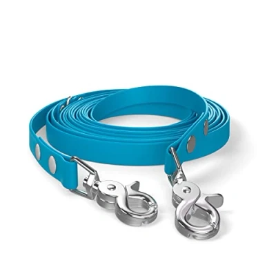 Abbildung von 5m Schleppleine, Hundeleine, 2 Karabiner &amp; D Ring, Cyan Blau, sehr stabil, schmutz und wasserabweisend