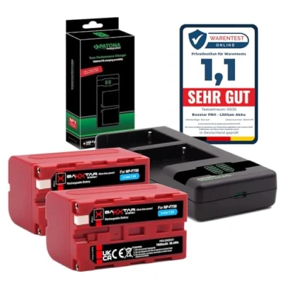 Abbildung von Baxxtar Pro NP F750 Akku 2X 7000mAh (50.4 Wh) LG Cells Inside mit PD Performance USB Ladegerät 161951 (max. 1500 mA)