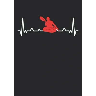Abbildung von Notizbuch A4 kariert mit Softcover Design: Herzschlag Kajak Paddel Geschenk EKG Herzfrequenz Herzlinie: 120 karierte DIN Seiten