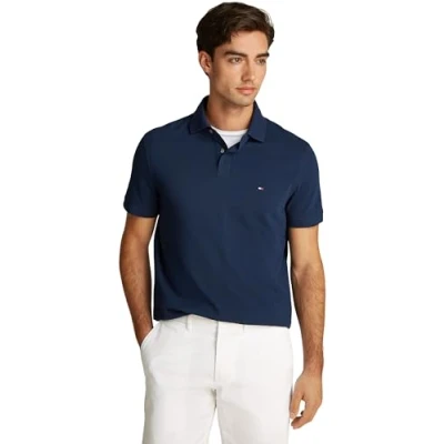 Abbildung von Tommy Hilfiger Herren Poloshirt Kurzarm 1985 Regular Fit, Blau (Night Sky), XS